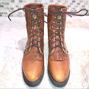 Justin 8” tall lace up leather boots